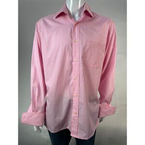 Visconti Uomo Mens Pink Long Sleeve Shirt Size 16 French Cuff  Button-Up 100% Co